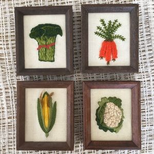 Set of four embroidered vegetables